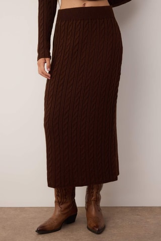 Jersey y falda midi - Marrón