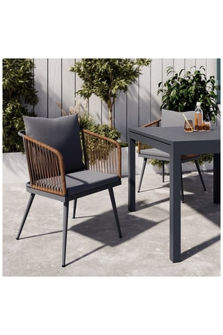 Chaises de jardin Florida en osier avec coussins - lot de 2