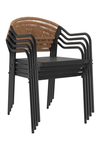 Chaises de jardin Nazare en osier et textilène - lot de 4
