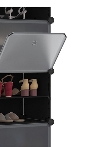 Meuble à chaussures cube - 24 paires - Noir et transparent