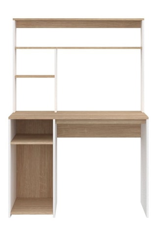 Bureau avec étagères de rangement Danny - Blanc et marron