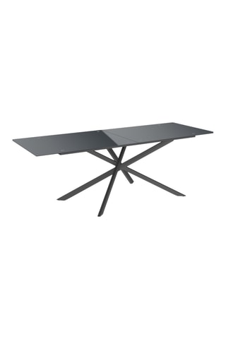 Table de jardin plateau en verre trempé gris et pieds croisés 240cm