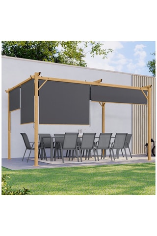 Pergola avec toit rétractable et 4 stores Marina - 395 x 220 x 290 cm