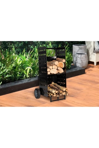 Porte-bûches à roulettes - Noir