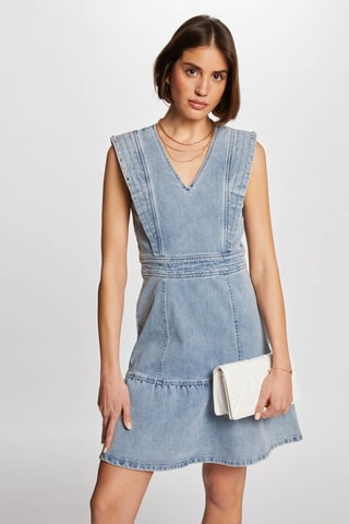 Robe patineuse en jean  - Bleu