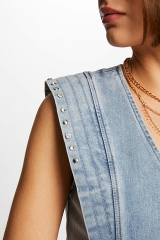 Robe patineuse en jean  - Bleu