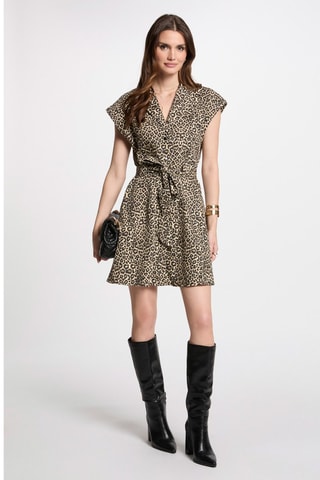 Robe chemise en jean  - Marron et noir