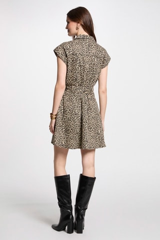 Robe chemise en jean  - Marron et noir