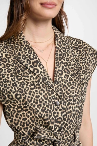 Robe chemise en jean  - Marron et noir