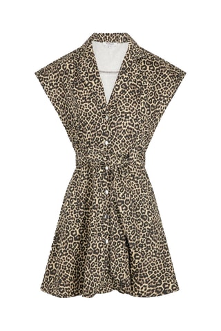 Robe chemise en jean  - Marron et noir