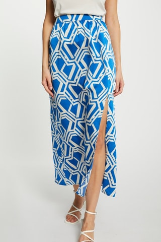 Jupe longue taille haute  - Blanc et bleu