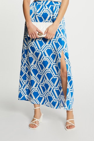 Jupe longue taille haute  - Blanc et bleu