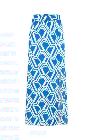 Jupe longue taille haute  - Blanc et bleu