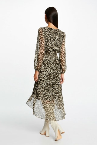 Robe midi - Beige, blanc et noir