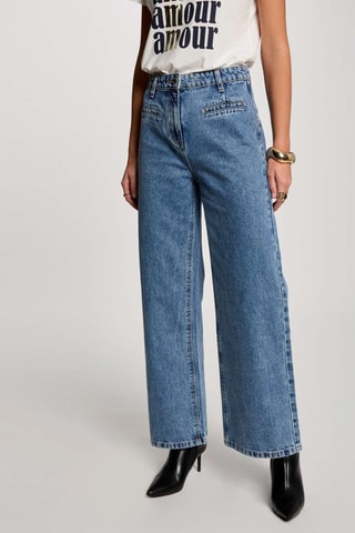 Jean wide legs taille haute - Bleu