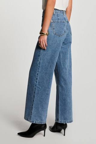 Jean wide legs taille haute - Bleu