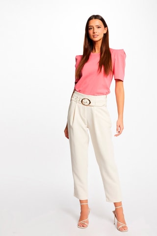 Pantalon carotte 7/8 taille haute  - Blanc