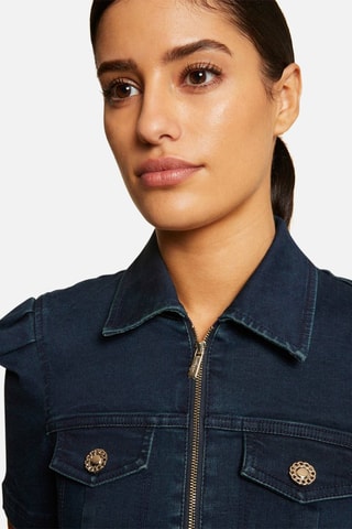 Robe droite zippée ceinturée en jean  - Bleu