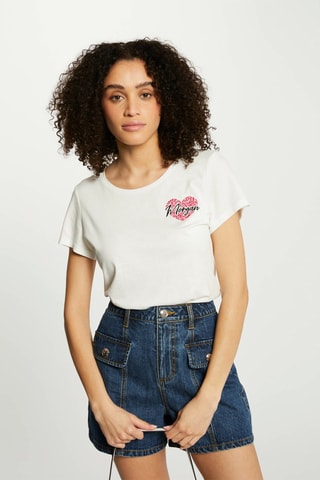 T-shirt - Blanc, noir et rose