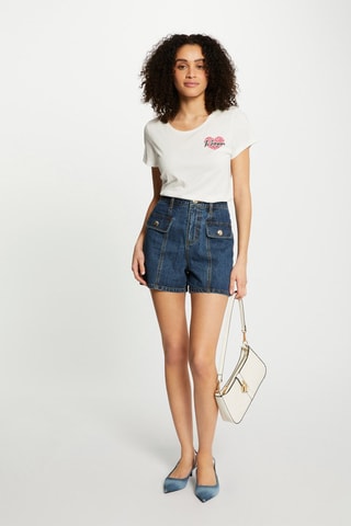 T-shirt - Blanc, noir et rose