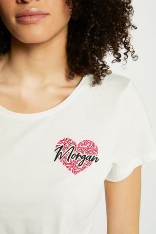 T-shirt - Blanc, noir et rose