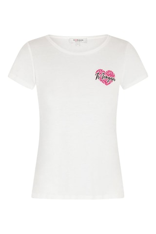 T-shirt - Blanc, noir et rose