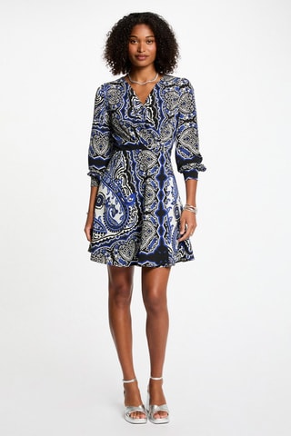 Robe portefeuille  - Bleu et noir