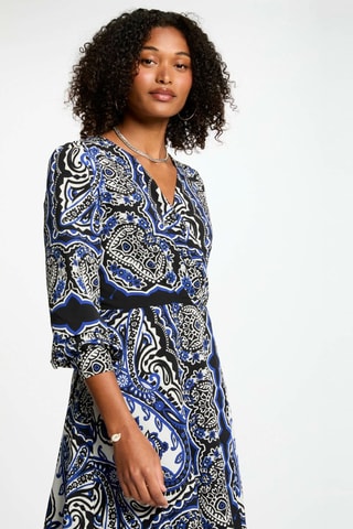 Robe portefeuille  - Bleu et noir