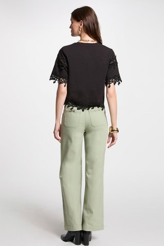 Jean large taille haute  - Vert