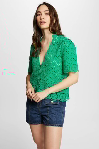 Chemisier en broderie anglaise  - Vert