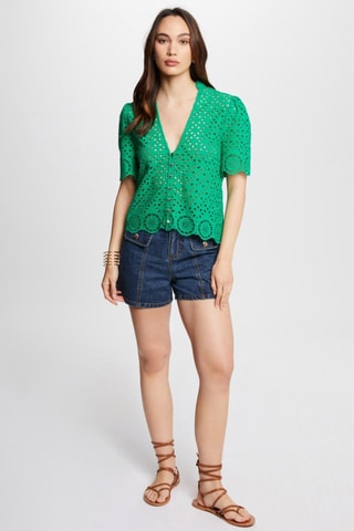 Chemisier en broderie anglaise  - Vert