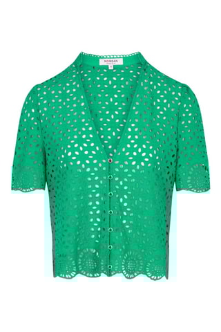 Chemisier en broderie anglaise  - Vert