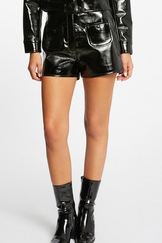 Short droit aspect vinyle  - Noir