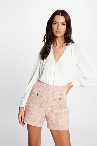 Combishort trompe-l’œil  - Blanc et rose