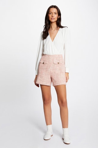 Combishort trompe-l’œil  - Blanc et rose