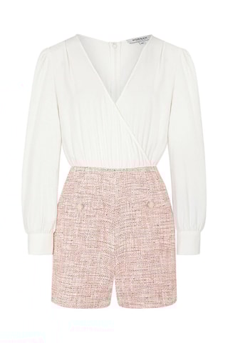 Combishort trompe-l’œil  - Blanc et rose