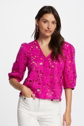 Chemisier en guipure - Rose