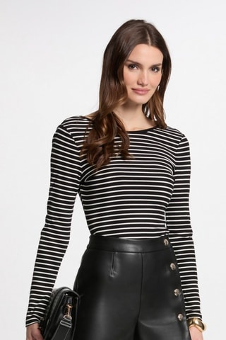 T-shirt rayé  - Noir