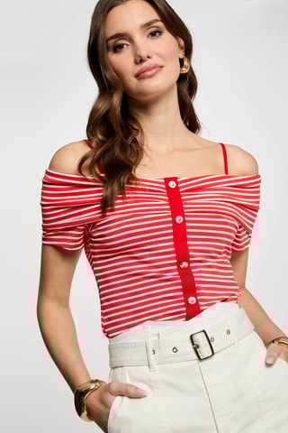 Top rayé - Blanc et rouge