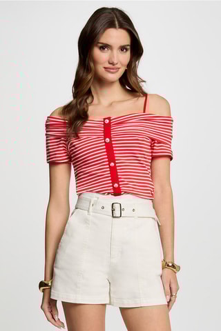 Top rayé - Blanc et rouge