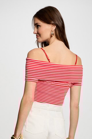 Top rayé - Blanc et rouge