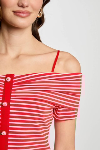 Top rayé - Blanc et rouge