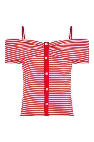 Top rayé - Blanc et rouge