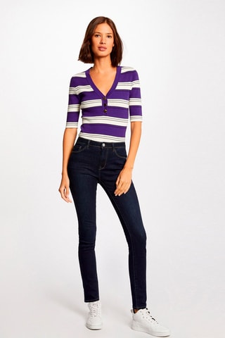 Pull  - Blanc, noir et violet