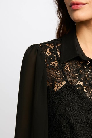 Robe droite bi-matière  - Noir