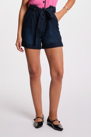 Short en jean taille haute - Bleu