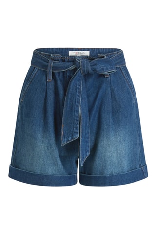 Short en jean taille haute - Bleu