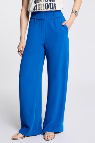 Pantalon large taille haute - Bleu