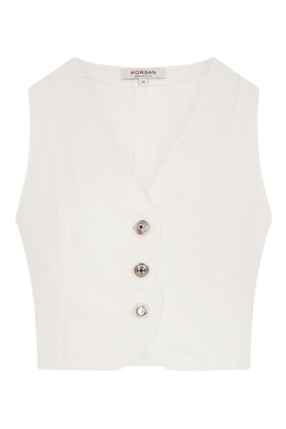 Veste sans manches en jean - Blanc