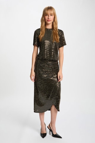 Jupe portefeuille taille haute - Doré